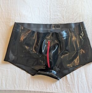 Genuine Latex Men's Briefs with Peekaboo Front Zipper